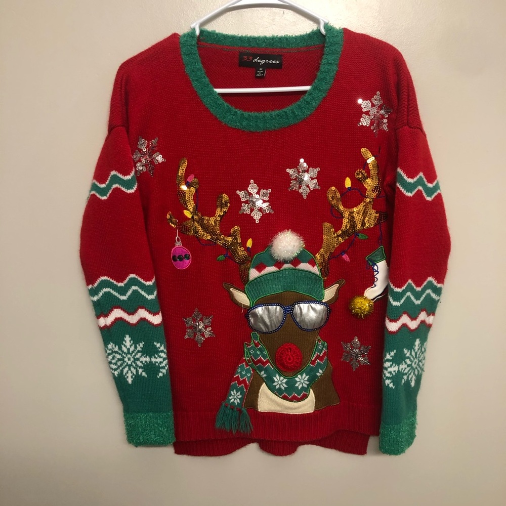 LIGHT-UP Ugly Christmas sweater reindeer party animal